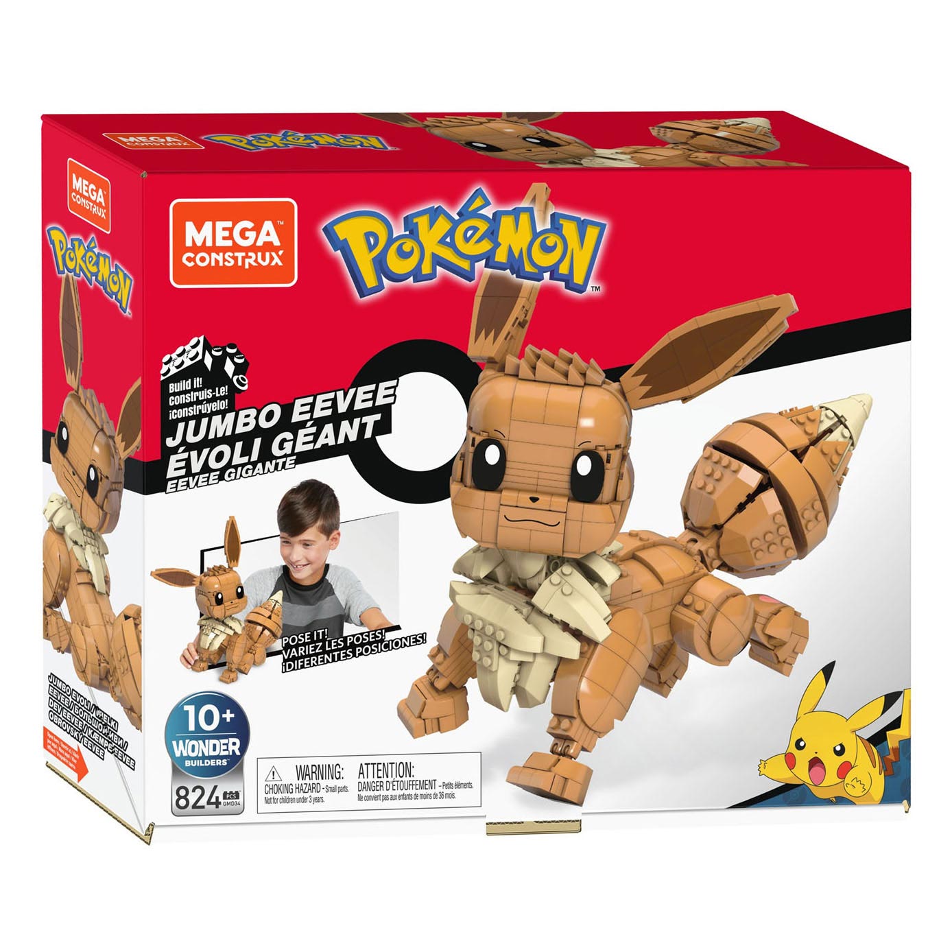 MEGA Construx GMD34 Pokémon Jumbo Evoli – Bauset mit 824 Teilen