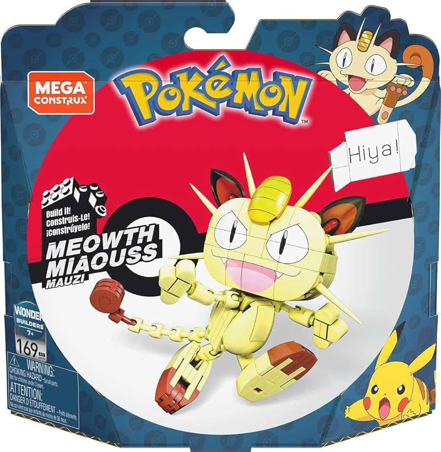MEGA Construx Pokémon Mauzi (GKY98) – 169 Teile, über 10 cm, beweglich & mit Sprechblase, ab 6 Jahren