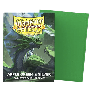 100 Dragon Shield Sleeves - Matte Dual Apple Green & Silver