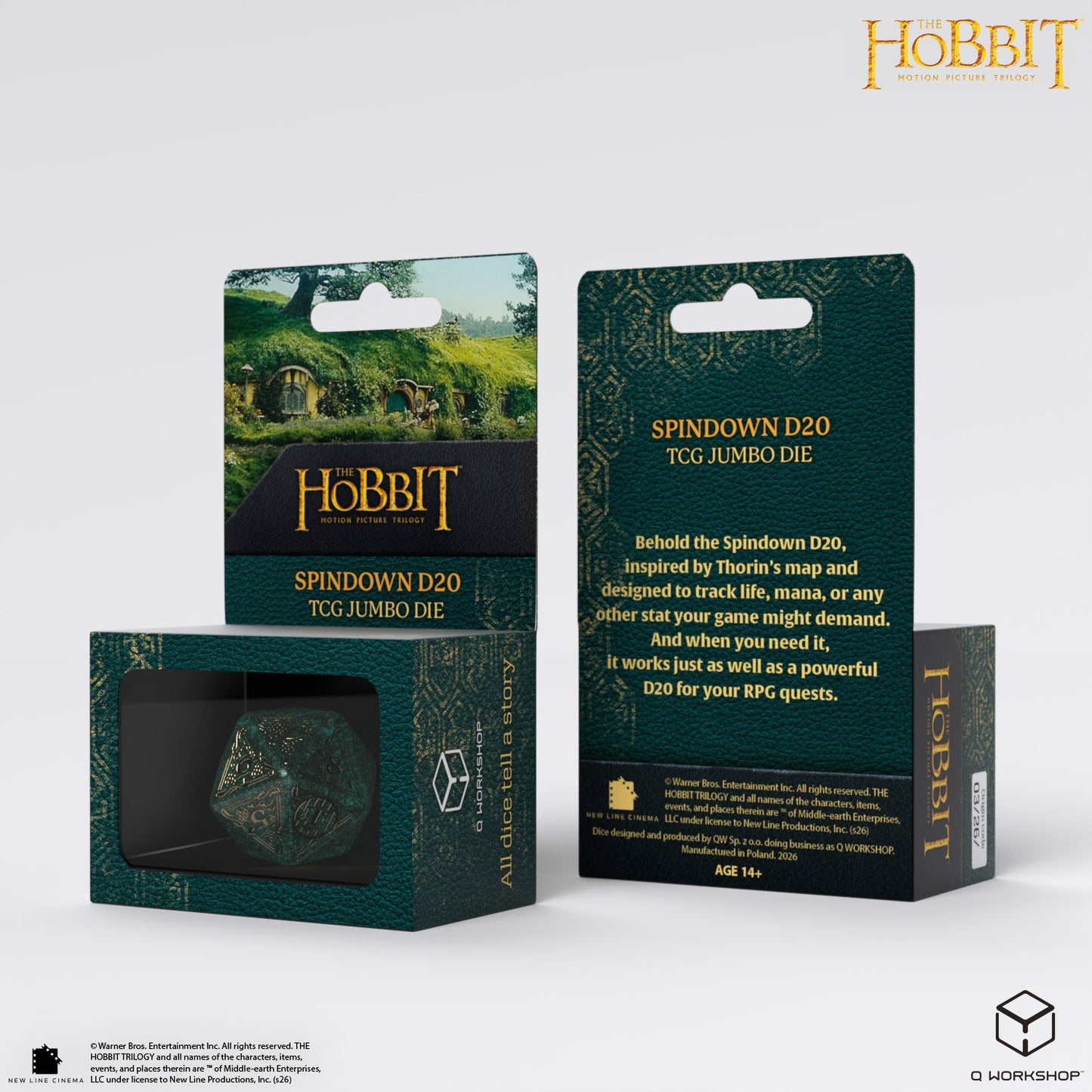 Q Workshop - The Hobbit: D20 Spindown Jumbo Die: Verdant