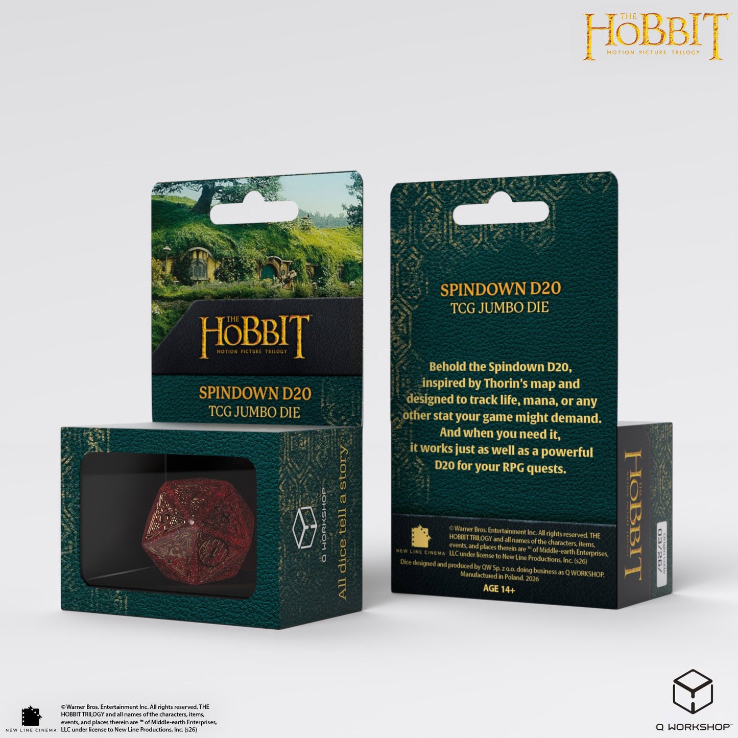 Q Workshop - The Hobbit: D20 Spindown Jumbo Die: Ember