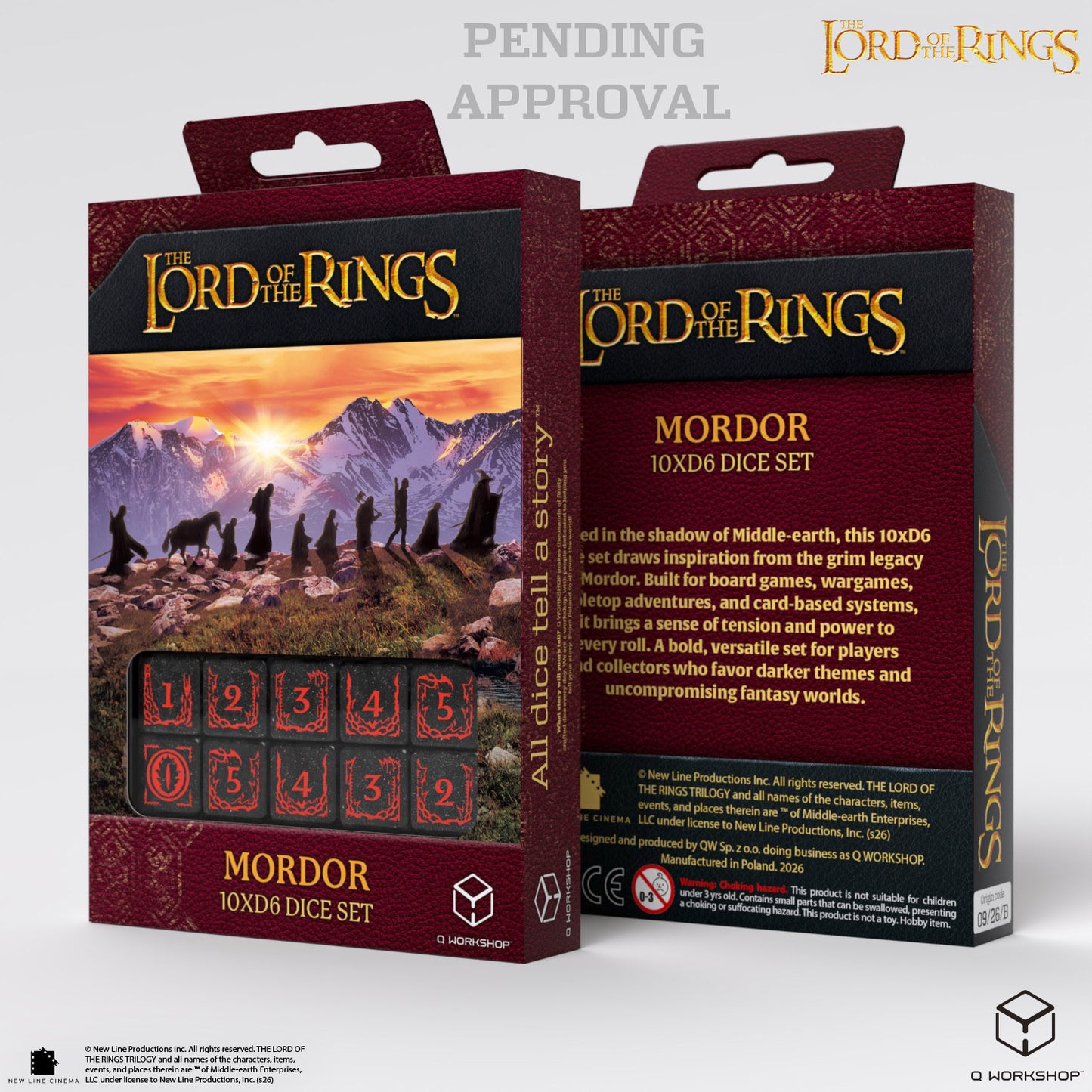 Q Workshop - The Lord of the Rings: D6 Dice Set: Mordor (10 pieces)