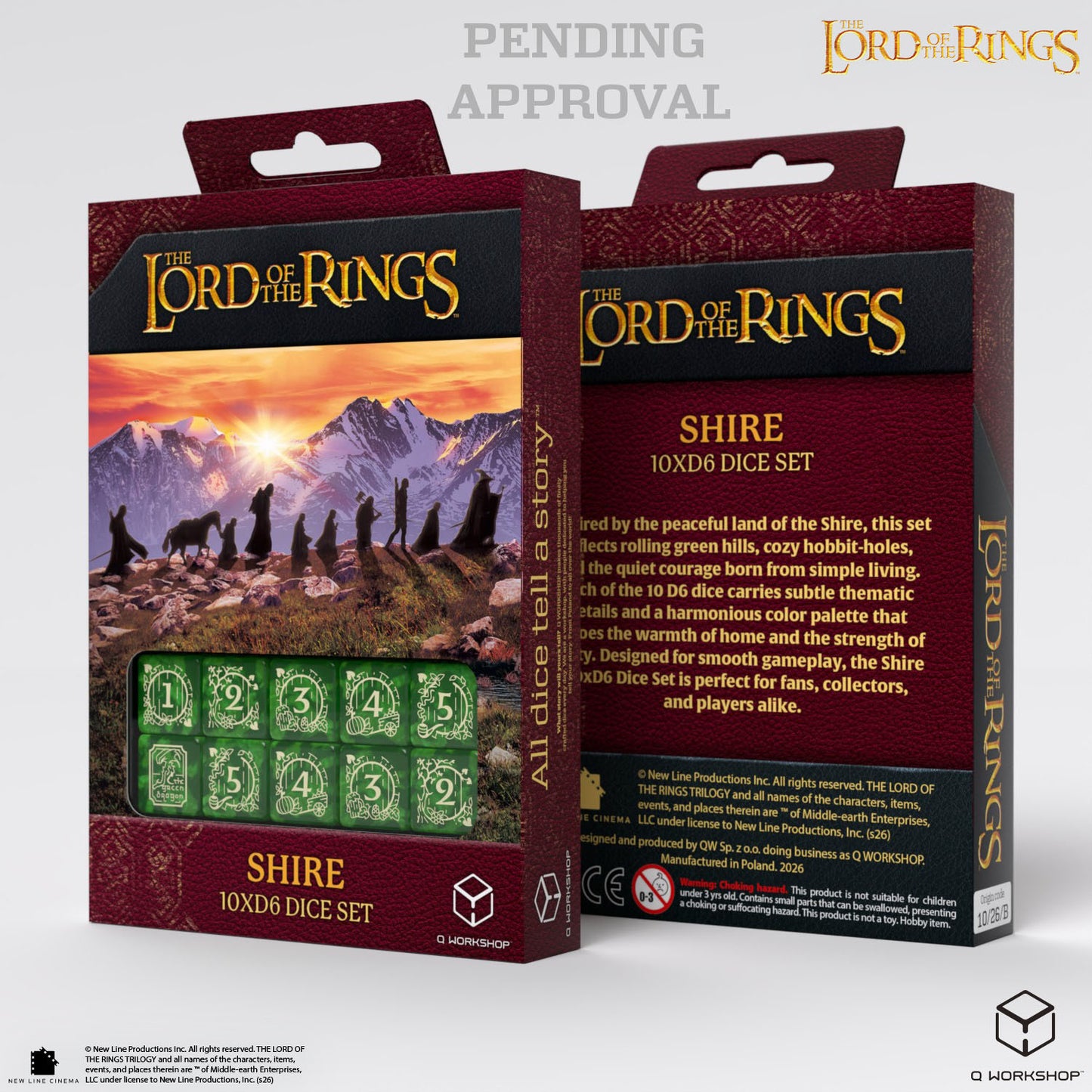 Q Workshop - The Lord of the Rings: D6 Dice Set: Shire (10 pieces)