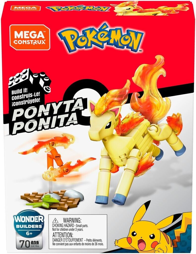 MEGA Construx Pokémon Ponita (GKY86) – Bauset mit Feuerrad & Battle-Effekten, ca. 70 Teile, ab 6 Jahren
