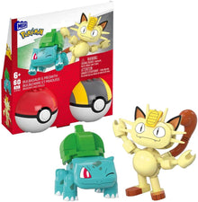 MEGA Pokémon Pokéball 2er-Pack Bisasam & Mauzi (JCR82) – baubar & posebar, ab 6 Jahren
