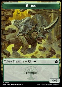 Rhino Token (G 4/4) // Spirit Token (WB 1/1)⁣ - Ravnica Remastered: Tokens⁣ (Token)⁣ [T 11/18]