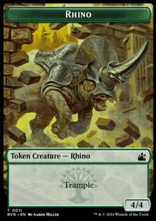 Rhino Token (G 4/4) // Spirit Token (WB 1/1)⁣ - Ravnica Remastered: Tokens⁣ (Token)⁣ [T 11/18]