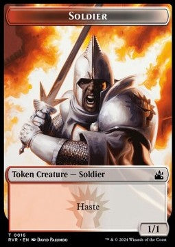 Soldier Token (RW 1/1) // Elf Knight Token (GW 2/2)⁣ - Ravnica Remastered: Tokens⁣ (Token)⁣ [T 16/15]