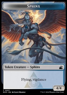 Sphinx Token (WU 4/4) // Elf Knight Token (GW 2/2)⁣ - Ravnica Remastered: Tokens⁣ (Token)⁣ [T 17/15]