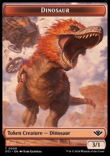 Dinosaur Token (R 3/1) // Mercenary Token (R 1/1)⁣ - Outlaws of Thunder Junction: Tokens⁣ (Token)⁣ [T 9/10]