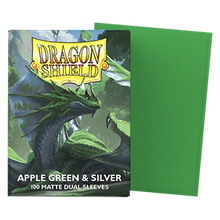 100 Dragon Shield Sleeves - Matte Dual Apple Green & Silver