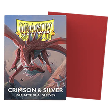 100 Dragon Shield Sleeves - Matte Dual Crimson & Silver