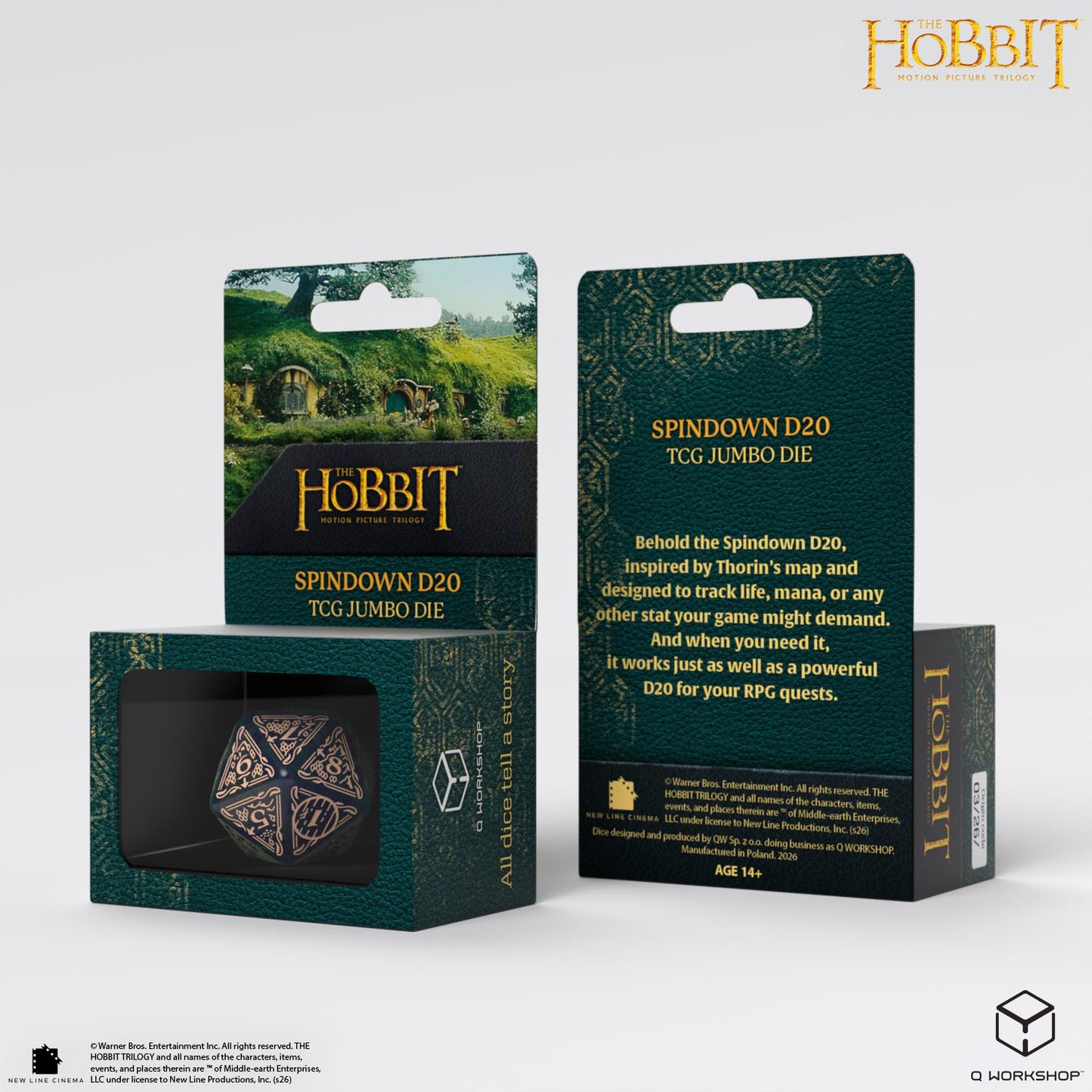 Q Workshop - The Hobbit: D20 Spindown Jumbo Die: Tideborn