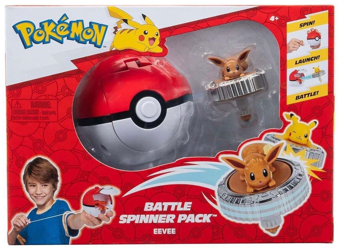 Pokémon Battle Spinner Pack Evoli & Pokéball (EAN 191726768685) – Spinner + Pokéball-Launcher, ab 4 Jahren (Jazwares)