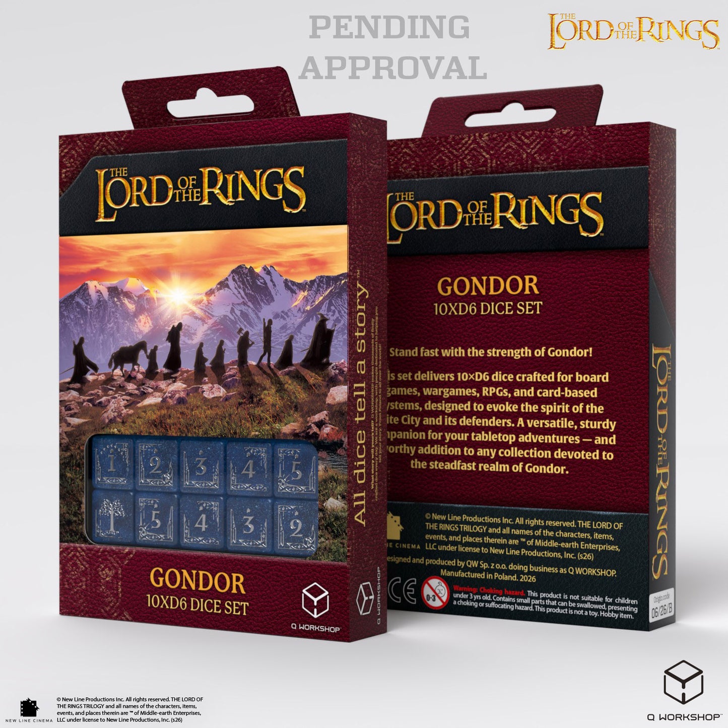 Q Workshop - The Lord of the Rings: D6 Dice Set: Gondor (10 pieces)