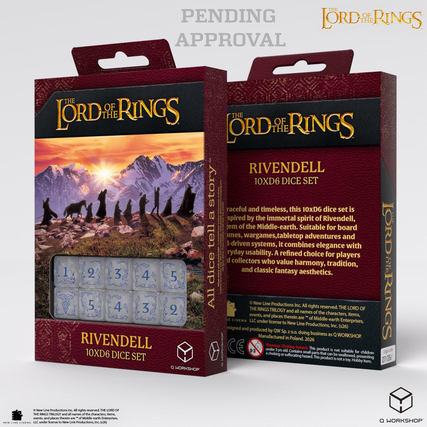 Q Workshop - The Lord of the Rings: D6 Dice Set: Rivendell - Stone (10 pieces)