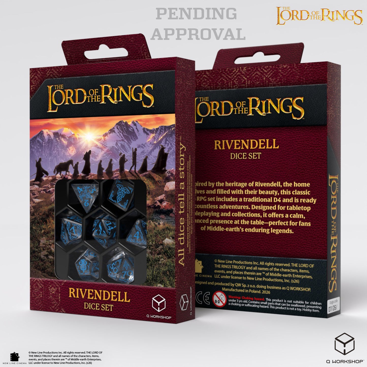 Q Workshop - The Lord of the Rings: 7pc RPG Dice Set: Rivendell - Water