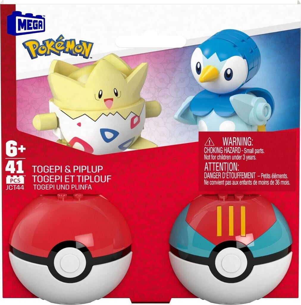 MEGA Pokémon Pokéball 2er-Pack Plinfa & Togepi (JCT44) – 41 Teile, baubar & posebar, ab 6 Jahren