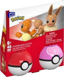 MEGA Pokémon Pokéball 2er-Pack Glumanda & Evoli (JCR81) – 40 Teile, baubar & beweglich, ab 6 Jahren